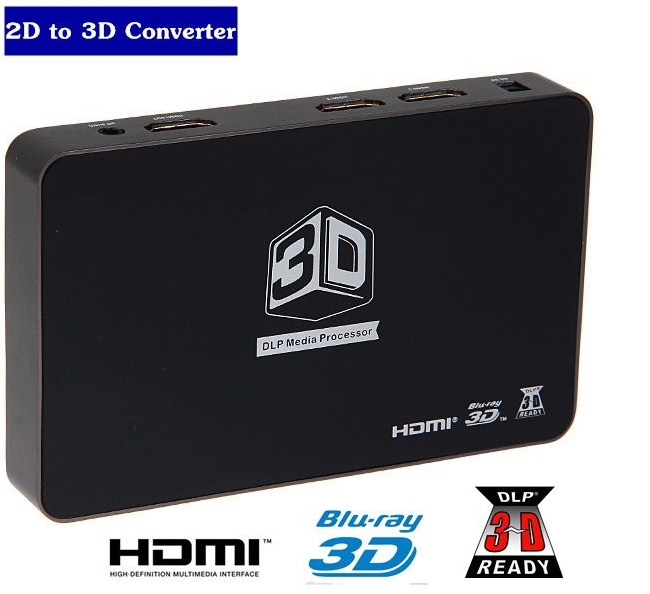 Bộ chuyển đổi video 2D sang 3D HDMI HD 1080P 720P Bộ xử lý phương tiện máy chiếu 3D DLP Hỗ trợ HDMI 1 Out và 2 In cho các trò chơi TV 3D