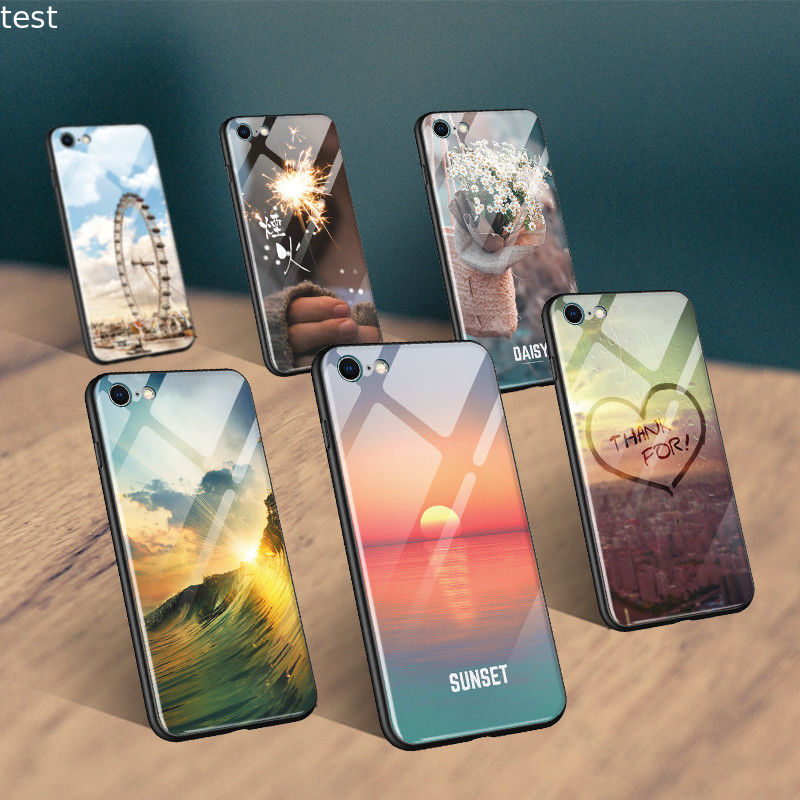 Custom logo Liquid glass case For iphone,Tempered Glass mobile case covers For iphone X