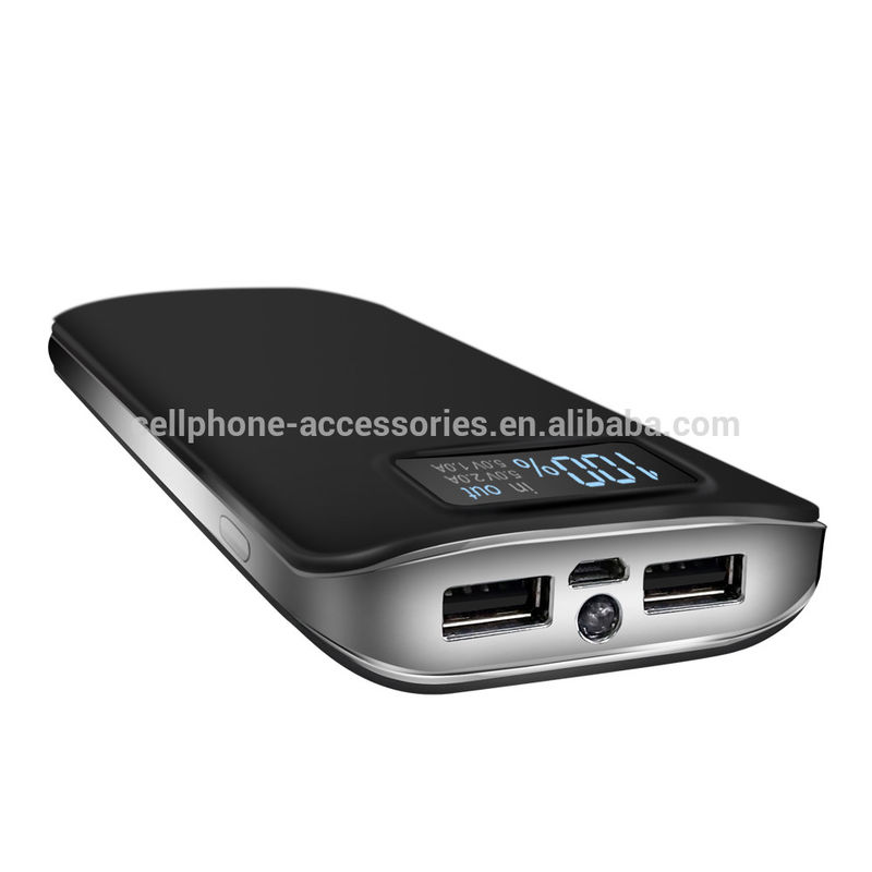 2018 Amazon high capacity power bank 20000mah LCD Digital display screen mobile charger power bank battery with LED flashlight